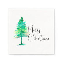 Frohe Weihnachten, grüne Watercolor-Pinetree-Stric