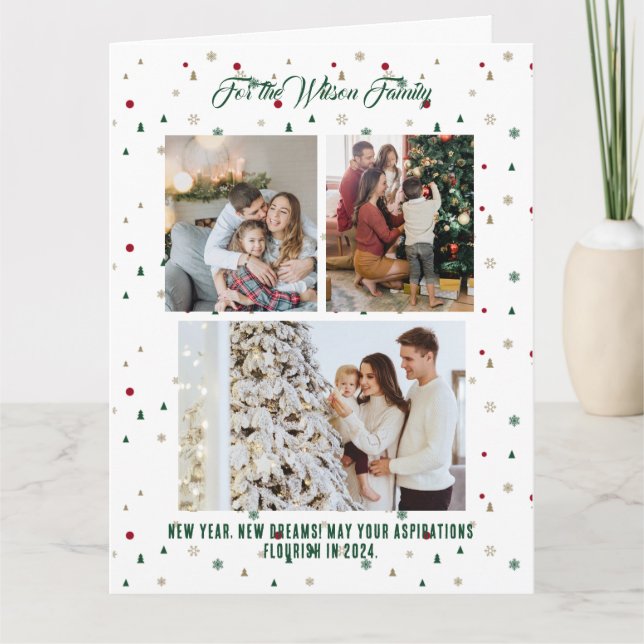 Frohe Weihnachten Grüne Weihnachtskarte 3 Foto Col Karte (Vorderseite)