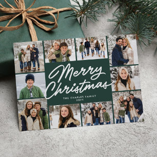 Frohe Weihnachten grüne Zehn-Foto-Collage