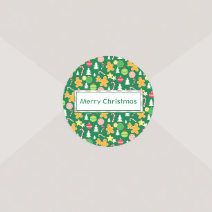 Frohe Weihnachten Grünen Urlaub Thema Design Runder Aufkleber