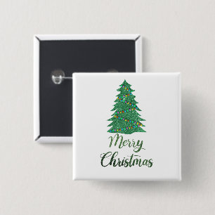 Frohe Weihnachten - grüner Glitzer Button