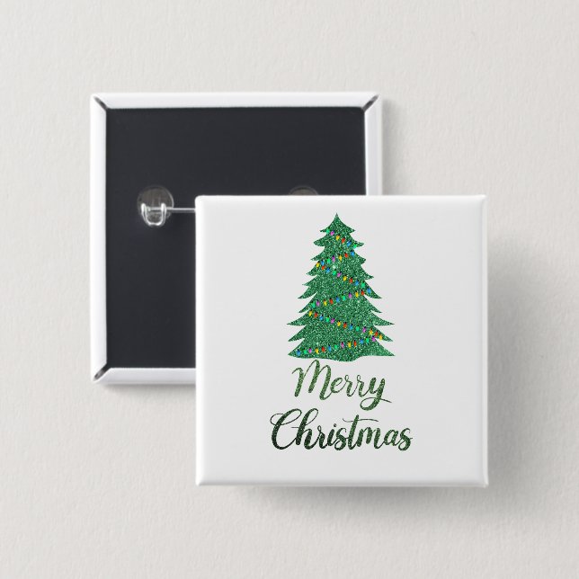 Frohe Weihnachten - grüner Glitzer Button (Vorne & Hinten)