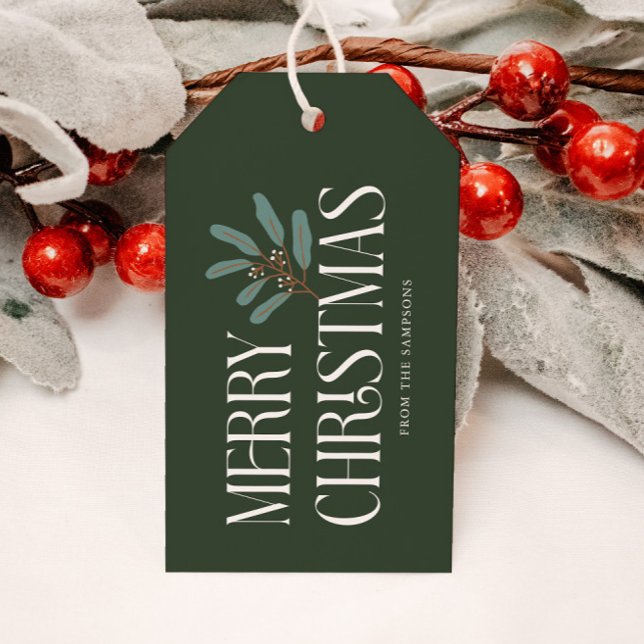Frohe Weihnachten Grüner Urlaub botanisch Geschenkanhänger (Von Creator hochgeladen)