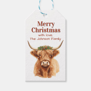 Frohe Weihnachten Grünzeug Highland Miniaturkuh Geschenkanhänger