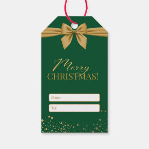 Frohe Weihnachten Gruß grün Gold rot Geschenk Tag Geschenkanhänger