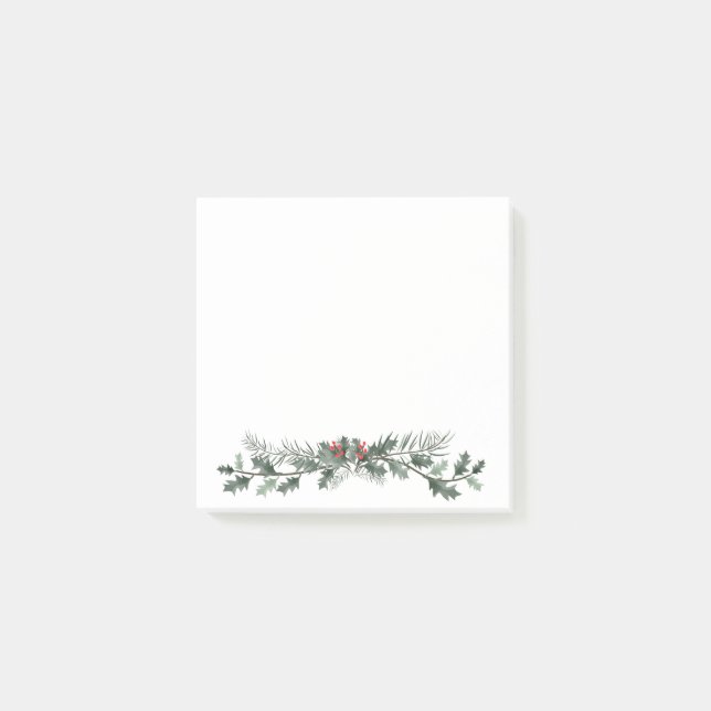 Frohe Weihnachten Gruß Mistleton und Kiefernreath Post-it Klebezettel (Vorderseite)