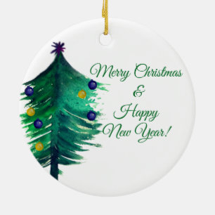 Frohe Weihnachten, guten Rutsch ins Neue Keramik Ornament