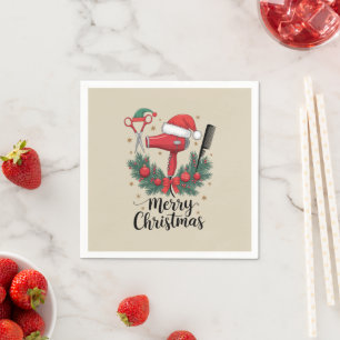 Frohe Weihnachten Hairstylist Friseur Xmas Haare  Serviette
