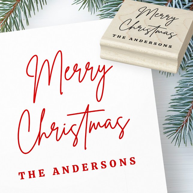 Frohe Weihnachten handgeschriebenen Skriptnamen Gummistempel (Merry Christmas handwritten script name Rubber Stamp)