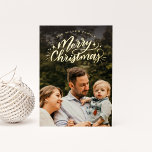 Frohe Weihnachten handgeschriebenes Foto Folien Feiertagskarte<br><div class="desc">Diese moderne und schicke Weihnachtskarte bietet handgeschriebene Schriften mit Ihrem Foto für einen einzigartigen und einzigartigen Look. Der Rücken kommt mit einem festlichen Punktmuster und einem Platz für ein zweites Foto.</div>