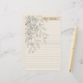 Frohe Weihnachten handgezeichneter floraler Mistel Briefpapier