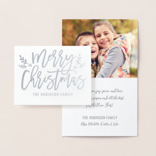 Frohe Weihnachten Handlettering Foto Silber Folienkarte