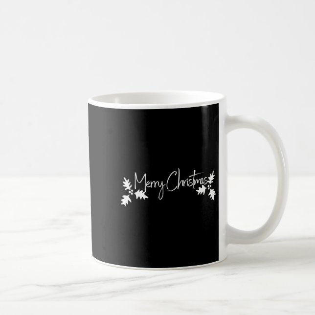 Frohe Weihnachten Handschrift Schrift mit Stechpal Kaffeetasse (Rechts)