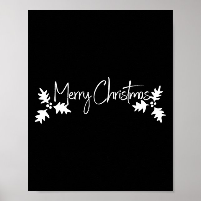 Frohe Weihnachten Handschrift Schrift mit Stechpal Poster (Vorne)