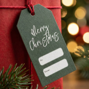 Frohe Weihnachten Handschriftliche Schrift Grüne G Geschenkanhänger