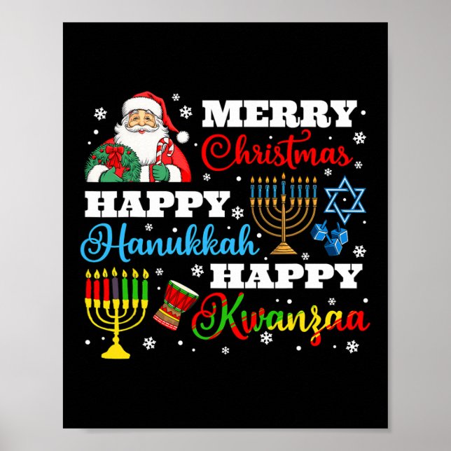 Frohe Weihnachten Hanukkah Kwanzaa jüdischer Afro  Poster (Vorne)