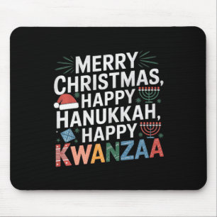 Frohe Weihnachten Happy Hanukkah Happy Kwanzaa 14 Mousepad