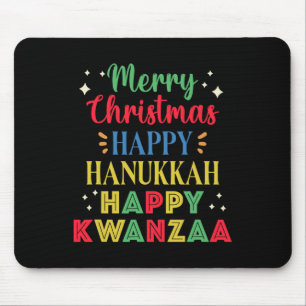Frohe Weihnachten Happy Hanukkah Happy Kwanzaa 15 Mousepad
