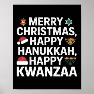 Frohe Weihnachten Happy Hanukkah Happy Kwanzaa 15 Poster
