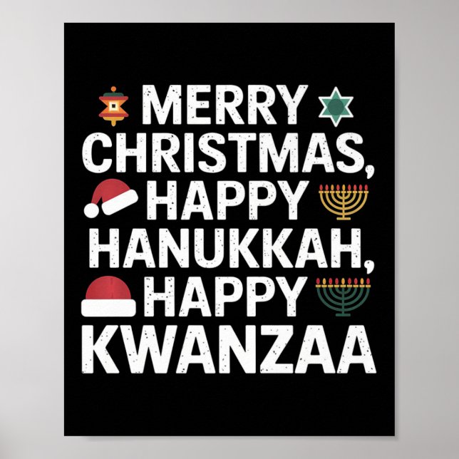 Frohe Weihnachten Happy Hanukkah Happy Kwanzaa 15 Poster (Vorne)