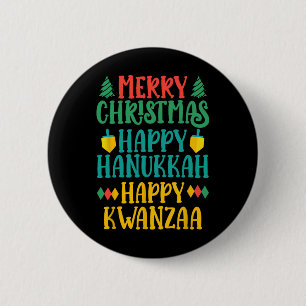 Frohe Weihnachten Happy Hanukkah Happy Kwanzaa 16 Button