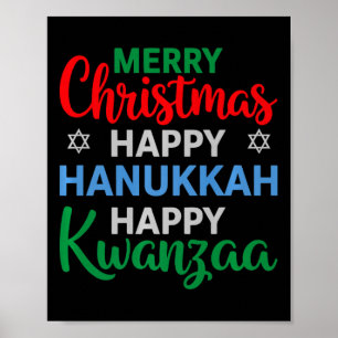 Frohe Weihnachten Happy Hanukkah Happy Kwanzaa 16 Poster