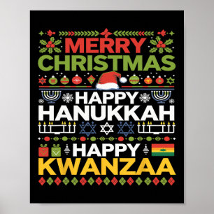 Frohe Weihnachten Happy Hanukkah Happy Kwanzaa 17 Poster