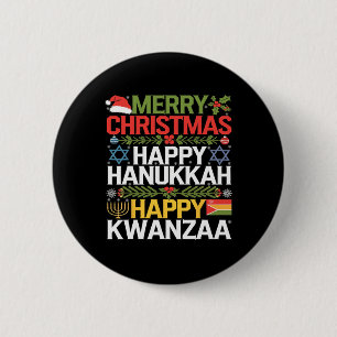 Frohe Weihnachten Happy Hanukkah Happy Kwanzaa 18 Button