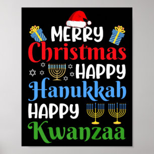 Frohe Weihnachten Happy Hanukkah Happy Kwanzaa 18 Poster