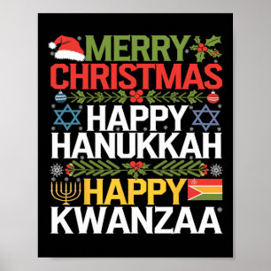 Frohe Weihnachten Happy Hanukkah Happy Kwanzaa 18 Poster