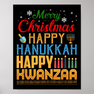 Frohe Weihnachten Happy Hanukkah Happy Kwanzaa 19 Poster