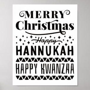 Frohe Weihnachten Happy Hanukkah Happy Kwanzaa 4 Poster