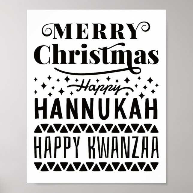 Frohe Weihnachten Happy Hanukkah Happy Kwanzaa 4 Poster (Vorne)