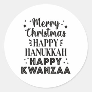 Frohe Weihnachten Happy Hanukkah Happy Kwanzaa 5 Runder Aufkleber