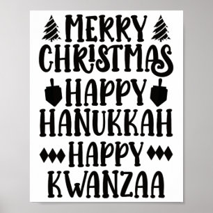 Frohe Weihnachten Happy Hanukkah Happy Kwanzaa 6 Poster