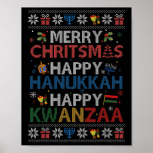 Frohe Weihnachten Happy Hanukkah Happy Kwanzaa 6 Poster