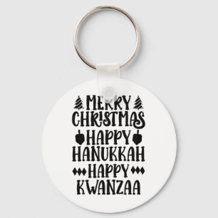 Frohe Weihnachten Happy Hanukkah Happy Kwanzaa 6 Schlüsselanhänger