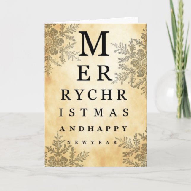 Frohe Weihnachten & Happy New Year Eye Chart Card  (Vorderseite)