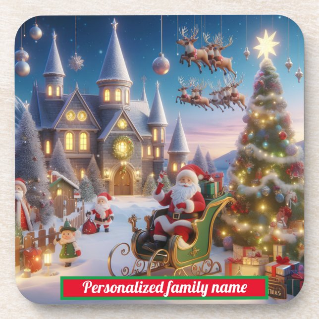 Frohe Weihnachten Hard Plastic Untersetzer (Vorderseite)