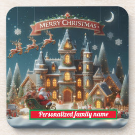 Frohe Weihnachten harter Kunststoff-Untersetzer Getränkeuntersetzer