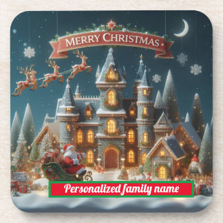 Frohe Weihnachten harter Kunststoff-Untersetzer Getränkeuntersetzer