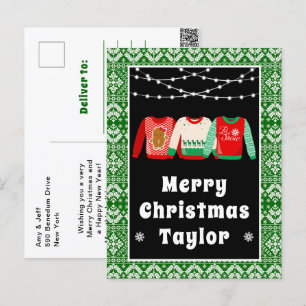 Frohe Weihnachten hässliche Pullover grün mit Name