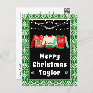 Frohe Weihnachten hässliche Sweaters Grün mit Name