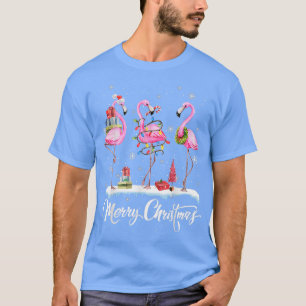 Frohe Weihnachten Hat Santa Flamingo Light Snow Xm T-Shirt