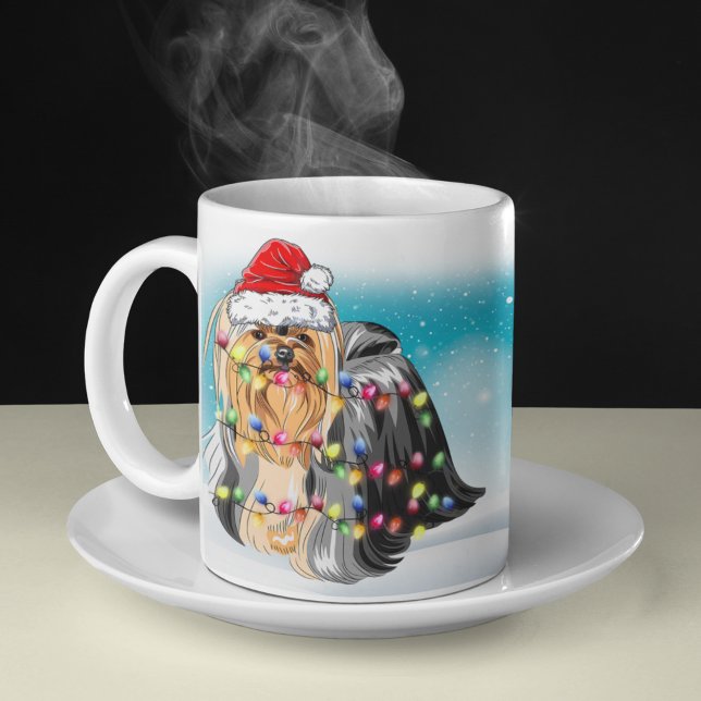 Frohe Weihnachten Hat Yorkshire Terrier Lover Kaffeetasse (Von Creator hochgeladen)