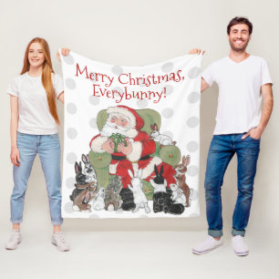Frohe Weihnachten Hauskaninchen Hase Santa Rot Grü Fleecedecke