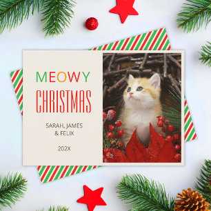 Frohe Weihnachten Haustier Süße Katzenfoto Rot & G