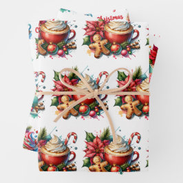 Frohe Weihnachten Heiße Kakao und Kekse Geschenkpapier Set