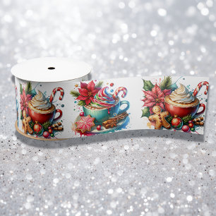 Frohe Weihnachten Heiße Kakao und Kekse Satinband