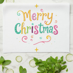 Frohe Weihnachten hell und kühl Geschirrtuch